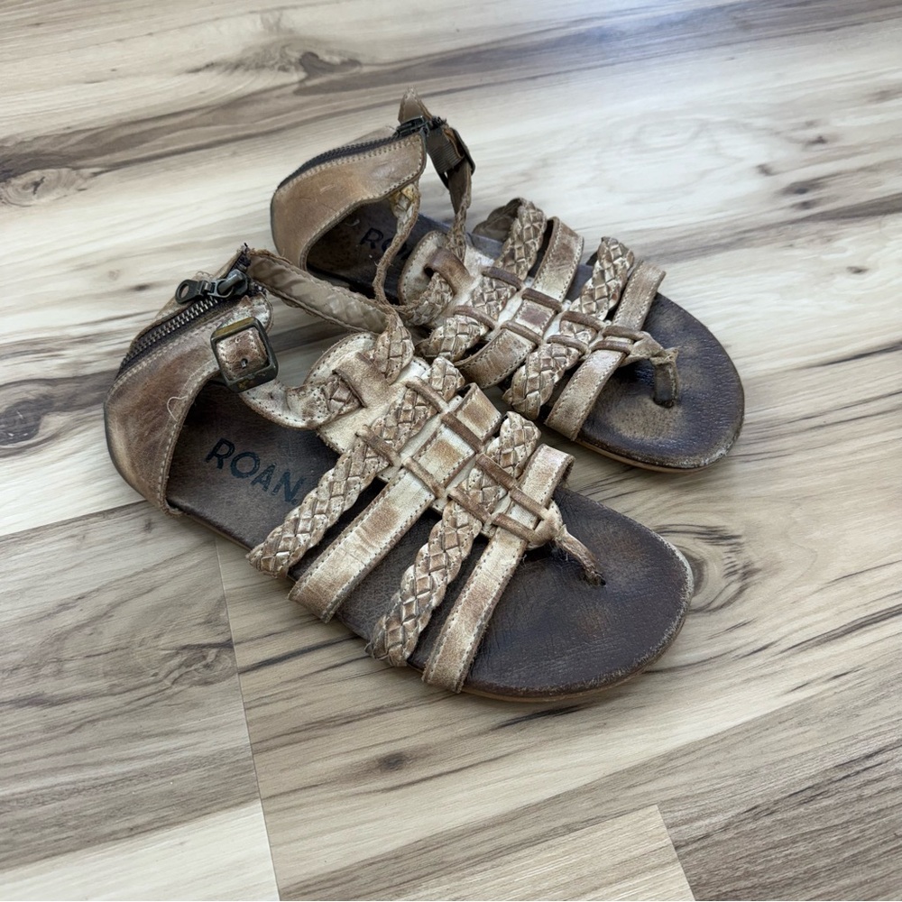 ROAN Stylish Tan Braided Sandals for Women